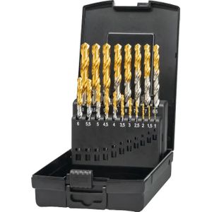 Phantom - Phantom HSS-E set spiraalboren, TiN-tip‚ met drievlaks schacht: 1-10 oplopend met 0‚5 mm - 19.141.1000