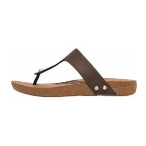 FitFlop Women iQushion Leather Toe-Post Sandals Chocolate Brown-Schoenmaat 41