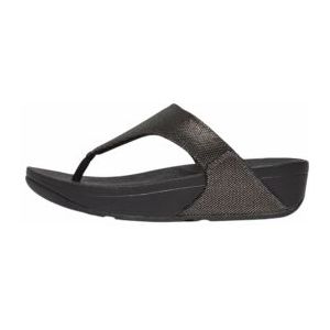 FitFlop Women Lulu Glitz-Canvas Toe-Post Pewter Black-Schoenmaat 43