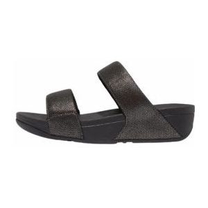 FitFlop Women Lulu Glitz-Canvas Slides Pewter Black-Schoenmaat 36