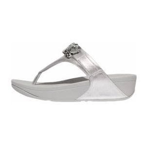 FitFlop Women Lulu Jewel-Deluxe Metallic-Leather Toe-Thongs Silver-Schoenmaat 36