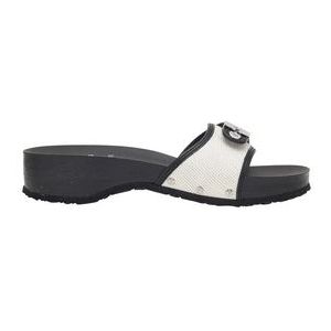 Slipper Scholl Women Pescura Heel Cork Canvas White Black-Schoenmaat 35