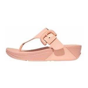 FitFlop Women Lulu Covered-Buckle Raw-Edge Leather Toe-Thongs Blushy-Schoenmaat 36