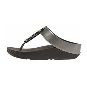 FitFlop Women Halo Bead-Circle Metallic Toe-Post Sandals Pewter Black-Schoenmaat 39