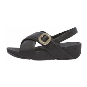 FitFlop Women Lulu Crystal-Buckle Leather Back-Strap Black-Schoenmaat 41