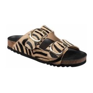 Slipper Scholl Women Noelle Printed Leather Zebra Beige Black-Schoenmaat 38