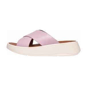 FitFlop Women F-Mode Leather Flatform Cross Slides Wild Lilac-Schoenmaat 36