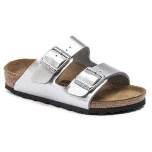 Slipper Birkenstock Kids Arizona Birko-Flor Electric Metallic Silver Narrow-Schoenmaat 34