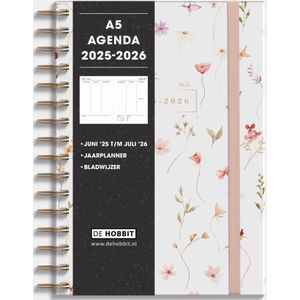 A5 Ringband Agenda 2025 - 2026 Aquarel Bloementjes