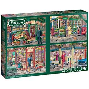 Falcon puzzel Corner Shops - Legpuzzel - 4x1000 stukjes