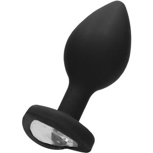 Diamond Heart Butt Plug - Large - Black