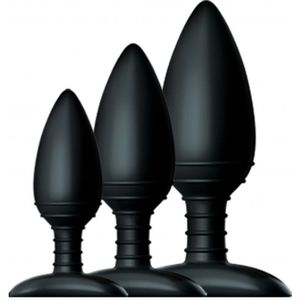 BUTT PLUG TRIO 3 Solid Silicone Butt Plugs S M L - Black