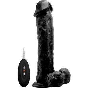 Vibrating Realistic Cock - 11" - With Scrotum - Black