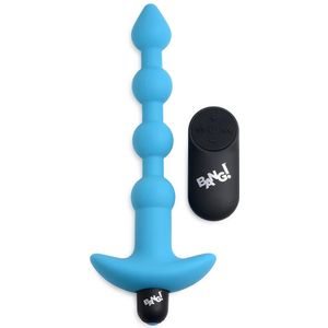 Vibrating Silicone Anal Beads & Remote Control - Blue