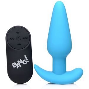 21X Vibrating Silicone Butt Plug with Remote Control - Blue