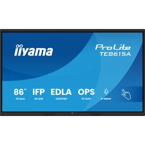 iiyama TE8615A-B1AG - Beeldscherm - Zwart - 2,18 m (86 inch) - 4K Ultra HD - Touchscreen - Wifi