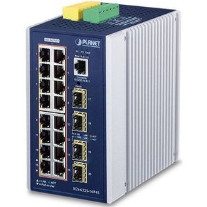 Planet - IGS-6325-16P4S - Netwerkschakelaar - Zwart - 16-poorts 10/100/1000T + 4 SFP POE
