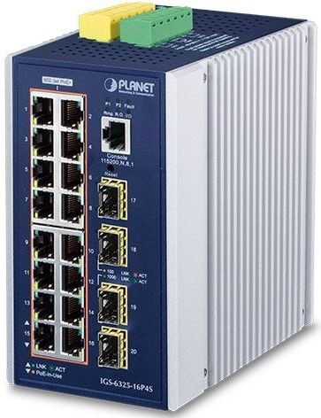 Planet - IGS-6325-16P4S - Netwerkschakelaar - Zwart - 16-poorts 10/100/1000T + 4 SFP POE