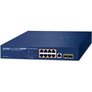Planet IPv6/IPv4, 8-Port  10/100/1000T 802.3bt 95W PoE  + 2-Port 100/1000X SFP Managed Switch