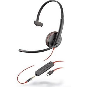 Plantronics - Blackwire C3215 - Headset - Zwart - USB-C