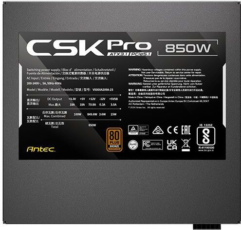 Antec - CSK850 PRO - Voeding - 850W - ATX3.1 Semi-Modular - 80 PLUS Bronze
