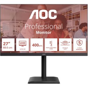 AOC E4 U27E4CV computer monitor 68,6 cm (27") 3840 x 2160 Pixels 4K Ultra HD LED Zwart