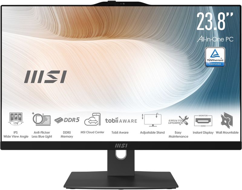 MSI Modern AM242TP 1M-1230EU - Alles-in-één-pc - Zwart - 60,5 cm - Intel Core 3 - 8 GB DDR5-SDRAM - 256 GB SSD - Windows 11 Pro