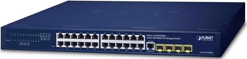 PLANET - IPv4/IPv6 24-poorts Rack Switch - Gigabit - Managed - Zwart
