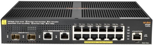 Aruba - 2930F 12G PoE+ Switch - Zwart - Managed L3 - Gigabit Ethernet