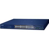 Planet IPv6/IPv4, 16-Port  10/100/1000T 95W 802.3bt PoE  + 8-Port 10/100/1000T + 4-Port 10G SFP+ Managed Switch