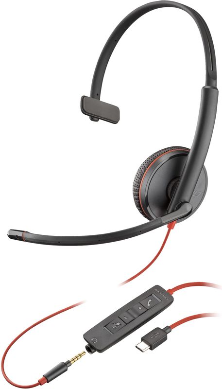 Plantronics - Blackwire 3200 - Headset - Zwart - Bedraad - USB Type-C