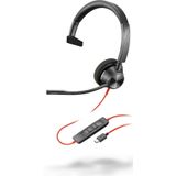 Poly Blackwire 3310 Monaural USB-C Headset +USB-C/A Adapter Bedraad Hoofdband Business/Everyday USB Type-C Zwart