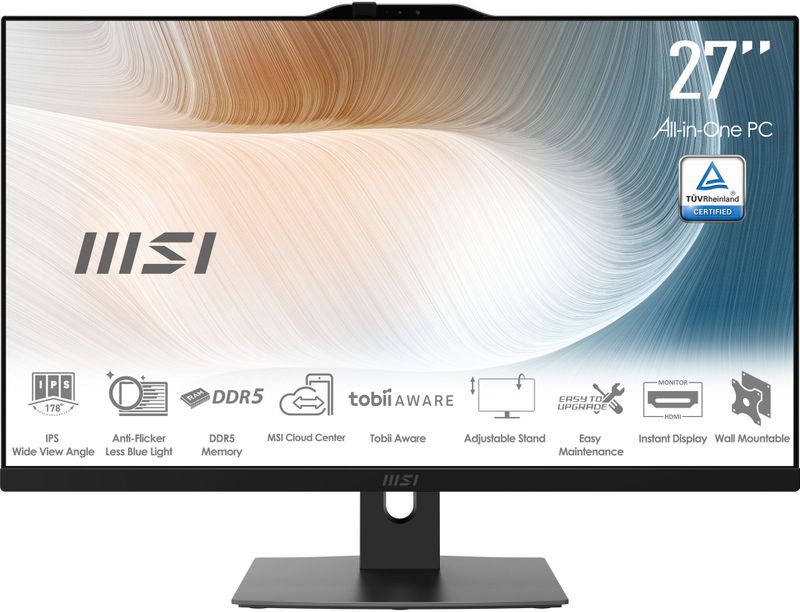 MSI Modern AM272P 1M-845EU - All-in-One PC - Zwart - 27 inch - Intel Core 7 - 16 GB DDR5 - 1 TB SSD - Windows 11 Pro