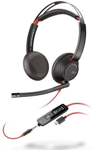 Poly Blackwire 5220 C5220 USB C re 5220, Headset, Head-band,  Calls/Music, Black, Red, Binaural, Button