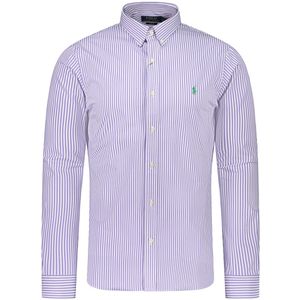 Polo Ralph Lauren  Overhemd Paars Heren Maat S - 710-859881 ST 005 lavender white - All Season - 91% Katoen + 9% Elastan