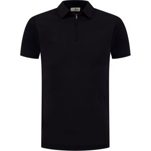 Valenza Polo Zwart Heren Maat S - SUPIMA POLO ZIP 1049 48 BLACK - All Season - 100% Katoen