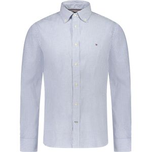 Tommy Hilfiger Overhemd Blauw Heren Maat S - MW0MW30935 0A5 - Herfst-Winter - 97% Katoen + 3% Elastan