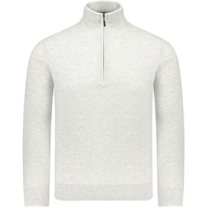 Valentoni Trui Grijs Heren Maat S - TOM HALF ZIP SNOW STORM/CREAM - All Season - 90% Wol + 10% Cashmir