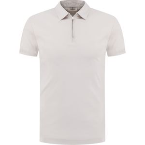 Valenza Polo Grijs Heren Maat S - SUPIMA POLO ZIP 1049 15 PEARL GREY - All Season - 100% Katoen