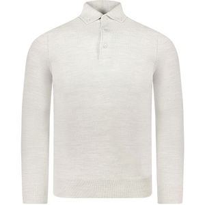 Valentoni Polo Grijs Heren Maat S - POLO BUTTON DOWN 881 OFF WHITE - All Season - 100% extrafine merino wool