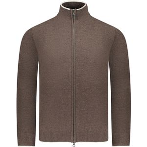 Valentoni Vest Bruin Heren Maat S - TOM FULL ZIP TAKE COFFEE/PRISTINE - All Season - 90% Wol + 10% Cashmir