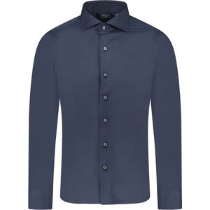 Finamore Napoli Overhemd Blauw Heren Maat 38 - c0643-03 BT903 - All Season - 78% Katoen 18% Polyamide 4%elastan