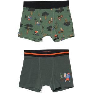 HEMA Kinder Boxers Stretch Katoen - 2 Stuks Groen (groen)