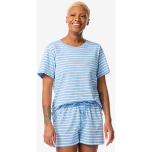 HEMA Damesshortama Katoen Blauw (blauw)