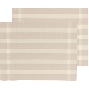 HEMA Placemats Geweven Plastic 35x45 Beige Met Strepen - 2 Stuks (zand)