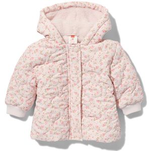 HEMA Baby Gewatteerde Jas Met Capuchon Bloemen Ecru (ecru)