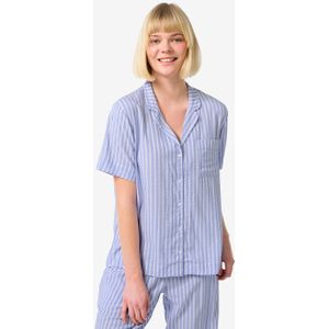 HEMA Dames Pyjamatop Seersucker Blauw (blauw)