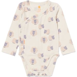 HEMA Newborn Meegroei Overslagromper Rib Met Bamboe Stretch Schaap Gebroken Wit (gebroken wit)