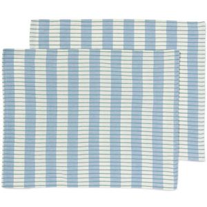 HEMA Placemats Katoen 35x45 Blauw Met Strepen - 2 Stuks (multi)