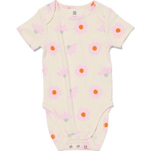 HEMA Meegroeiromper Rib Bamboe Met Stretch Bloemen Roze (roze)